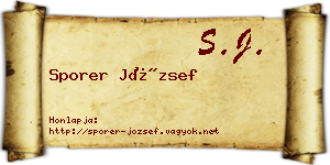 Sporer József névjegykártya